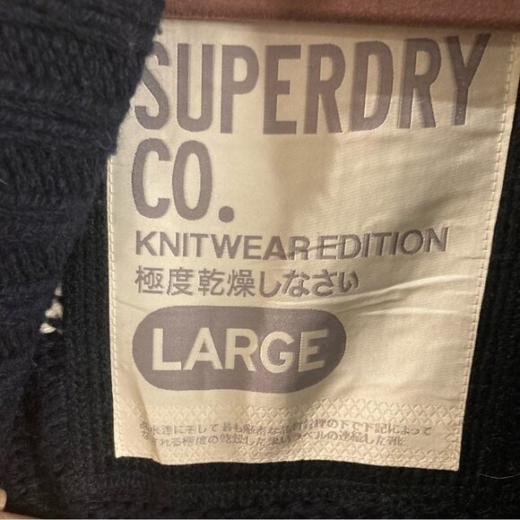 SUPERDRY CO Sz L Knitwear Collection Wool Blend Belted Pockets Cardigan - Picture 4 of 11